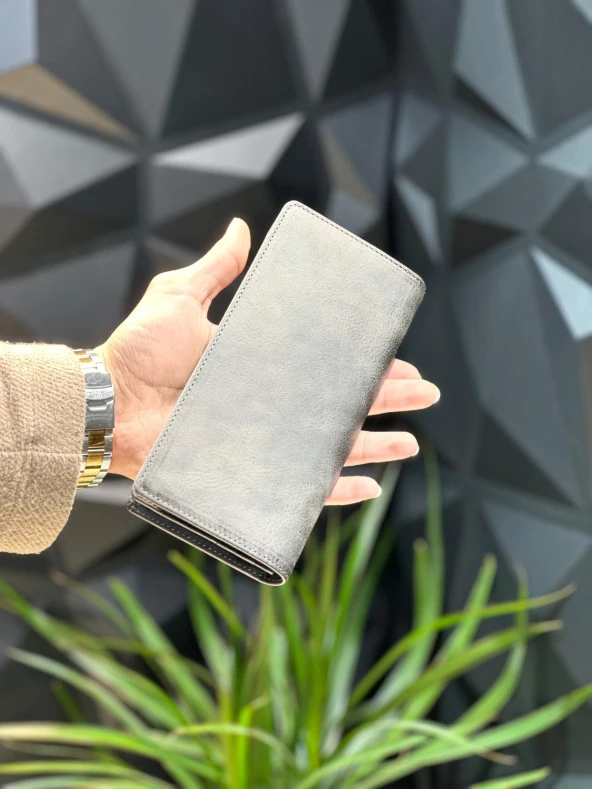 Telefon Bölmeli Unisex Hakiki Deri Telefon Hazneli Uzun Cüzdan Mıknatıslı Ve El Bantlı Cüzdan.MACONA ürün görseli 1