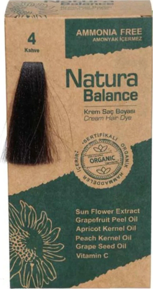 Natura Balance Krem Saç Boyası 4 Kahve 60ML ürün görseli 1
