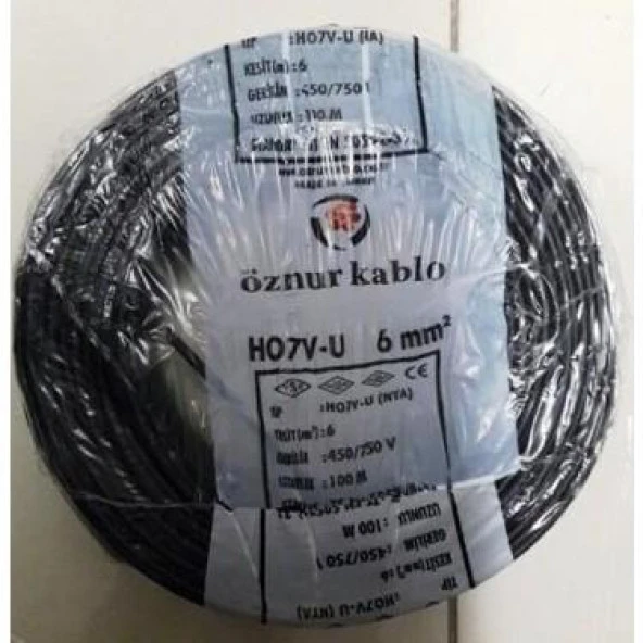 Öznur NYA 6 Mm Kablo Siyah 100 Metre ürün görseli 1