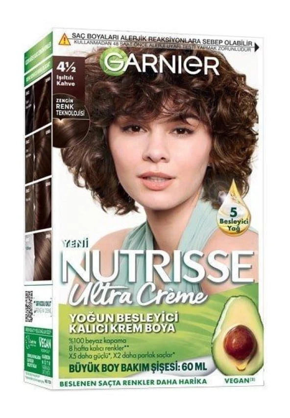 Garnier Nutrisse 4.1/2 Işıltılı Kahve Yoğun Besleyici Kalıcı Krem Saç Boyası ürün görseli 1
