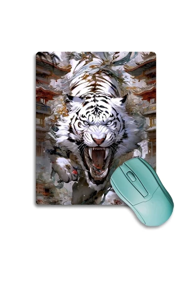 SonicTouch Çin Beyaz Kaplanı (White Tigger) Kaydırmaz Gaming Oyuncu Dikişsiz Mouse Pad17x21cm ürün görseli 1