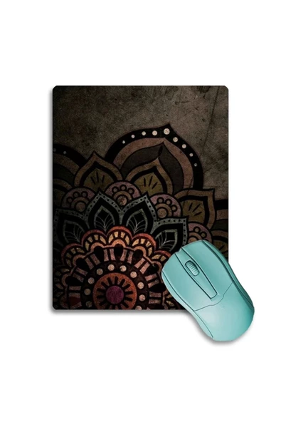 SonicTouch Mandala Desenli Kahverengi Çiçekli Kaydırmaz Gaming Oyuncu Dikişsiz Mouse Pad17x21cm ürün görseli 1