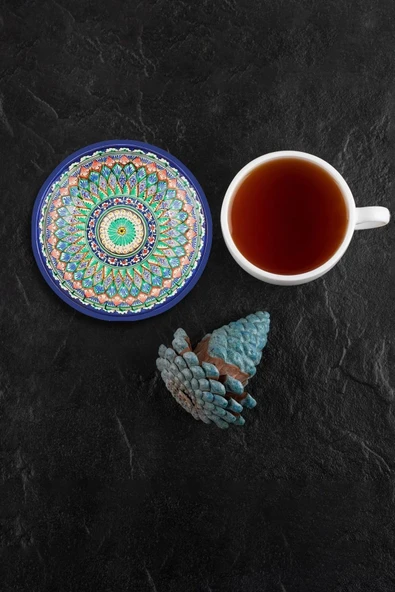 Valerine Life Özbek Papatya Desenli Yıkanabilir Kaydırmaz Ofis Çay ve Fincan Bardak Altlığı 10x10cm 6 Adet ürün görseli 1