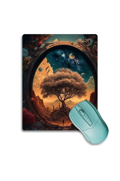 SonicTouch Hinora Hayat Ağacı Kaydırmaz Gaming Oyuncu Dikişsiz Mavi Turuncu Mouse Pad17x21cm ürün görseli 1