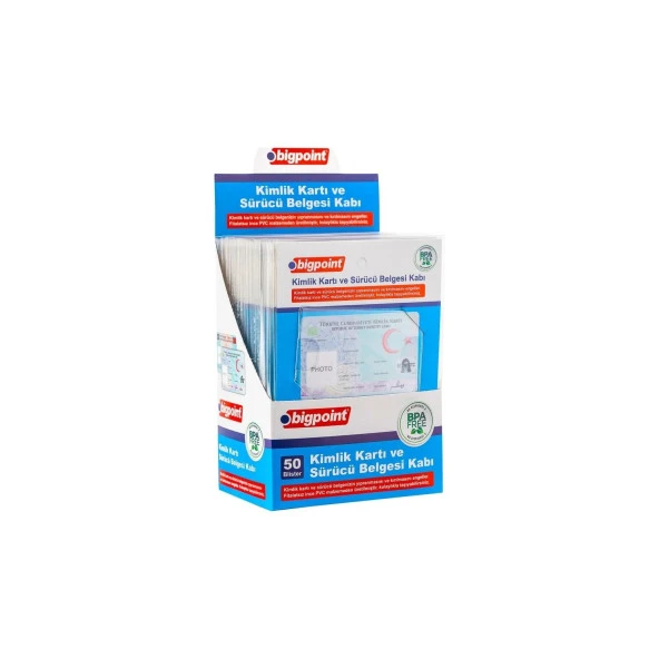 Bigpoint Kimlik ve Ehliyet Kabı Şeffaf 86 x 54 mm 2'li Set ürün görseli 1