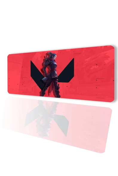 SonicTouch Kırmızı Siyah V-Max Kaymaz Gaming Oyuncu Masaüstü Dikişsiz Klavye Mouse Pad 32x70Cm ürün görseli 1
