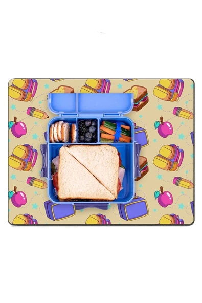 MAtGo School Sandviç, Elma Temalı Sıvı Geçirmez Beslenme Matı Kaymaz Yıkanabilir Okul Yemek Pad 35x45cm ürün görseli 1