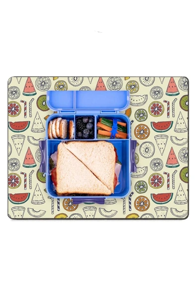 MAtGo School Meyve Partisi Krem Sıvı Geçirmez Beslenme Matı Kaymaz Yıkanabilir Okul Yemek Pad 35x45cm ürün görseli 1