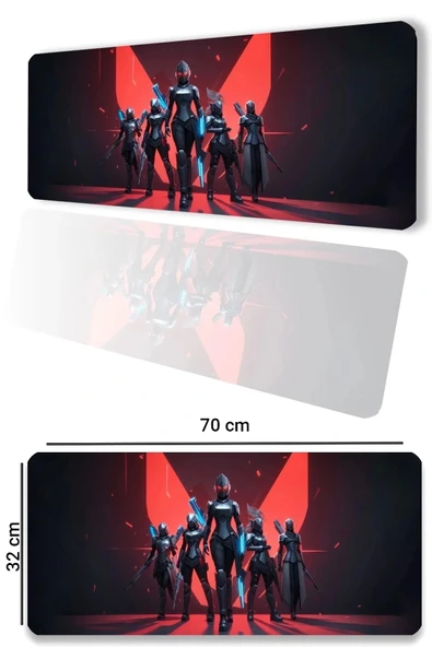 SonicTouch V-Team Kaymaz Gaming Oyuncu Masaüstü Dikişsiz Kırmızı Siyah Klavye Mouse Pad 32x70Cm ürün görseli 1