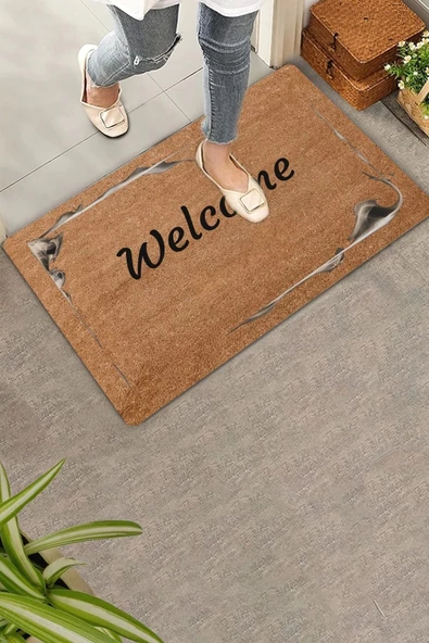 Valerine Life Sisli Çerçeve Welcome Kapı Önü Paspası 45x70cm ürün görseli 1