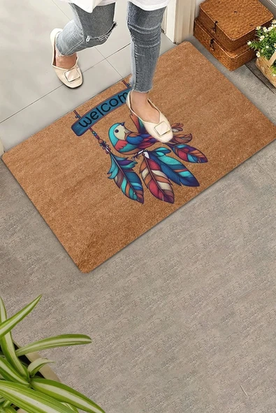 Valerine Life Kuş Salıncağı ve Tüyler Welcome Kapı Önü Paspası 45x70cm ürün görseli 1