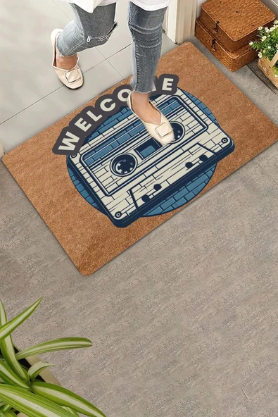 Valerine Life Nostaljik Kaset Welcome Kapı Önü Paspası 45x70cm ürün görseli 1