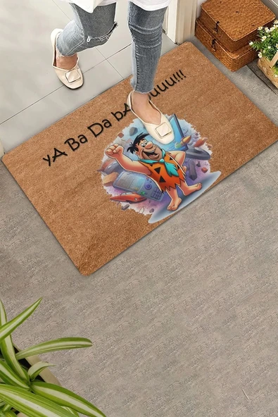 Valerine Life Taş Devri Yaba Daba Du Welcome Hoş Geldiniz Kapı Önü Paspası 45x70cm ürün görseli 1