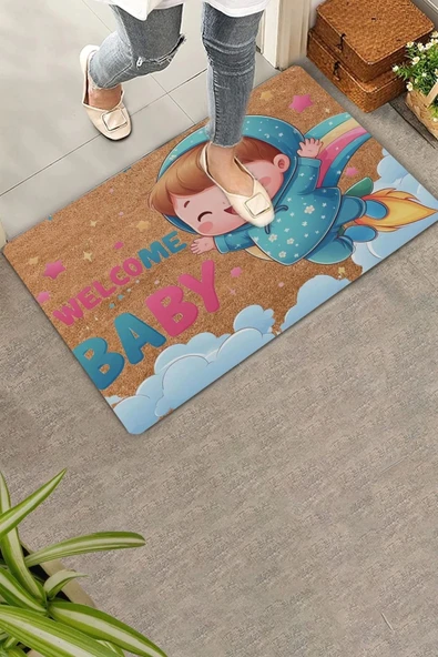 Valerine Life Hoş Geldin Bebiş Welcome Kapı Önü Paspası 45x70cm ürün görseli 1