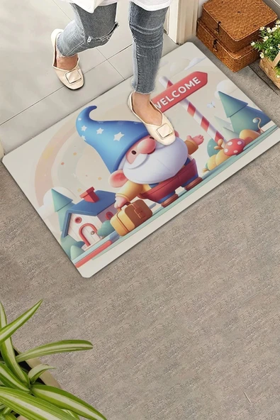 Valerine Life Şirin Cüce Dedesi Welcome Kapı Önü Paspası 45x70cm ürün görseli 1