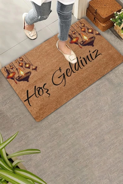 Valerine Life Kandiller Hoş Geldiniz Kapı Önü Paspası 45x70cm ürün görseli 1