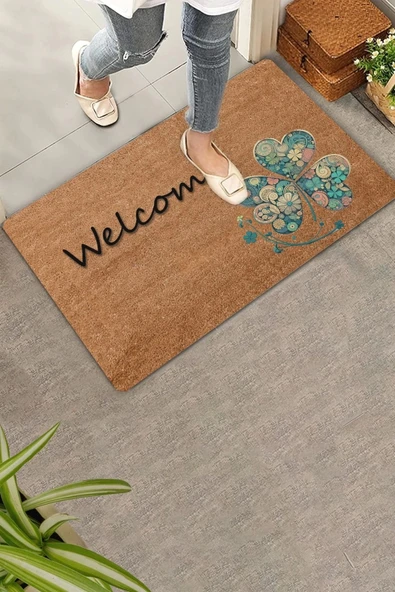 Valerine Life İyi Şans Yoncası Welcome Kapı Önü Paspası 45x70cm ürün görseli 1
