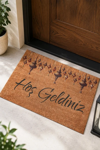 Valerine Life Sarkaç Kandiller Hoş Geldiniz Ev işyeri iç Dış Kapı Önü Paspası 45x70cm ürün görseli 1