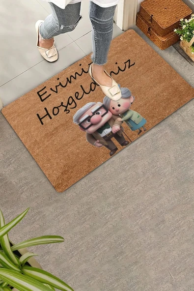 Valerine Life Up Sevimli Yaşlı Çifti Evimize Hoş Geldiniz Kapı Önü Paspası 45x70cm ürün görseli 1