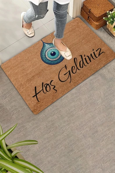 Valerine Life Nazar Boncuğu Hoş Geldiniz Kapı Önü Paspası 45x70cm ürün görseli 1
