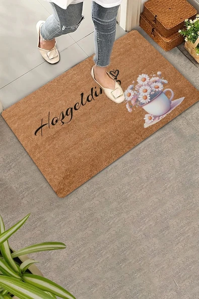 Valerine Life Günaydın Papatyası Hoş Geldiniz Kapı Önü Paspası 45x70cm ürün görseli 1