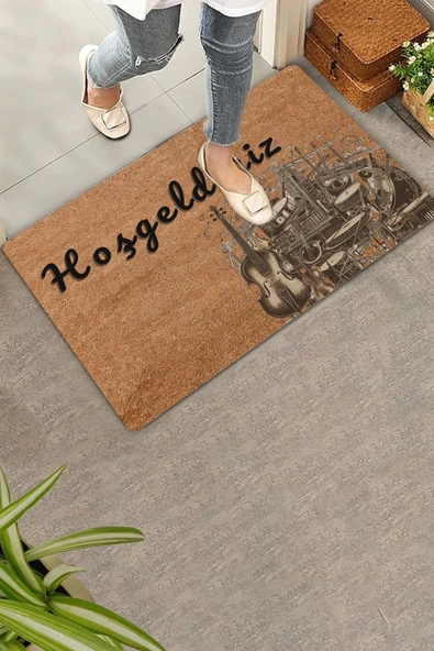 Valerine Life Viyola ve Baterili Hoş Geldiniz Kapı Önü Paspası 45x70cm ürün görseli 1