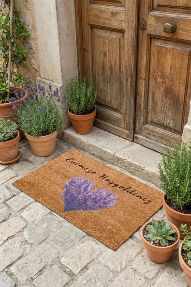 Valerine Life Lavanta Esintisi Evimize Hoş Geldiniz Ev Ofis İş Yeri Dış Mekan Kapı Önü Paspası 45x70cm ürün görseli 1