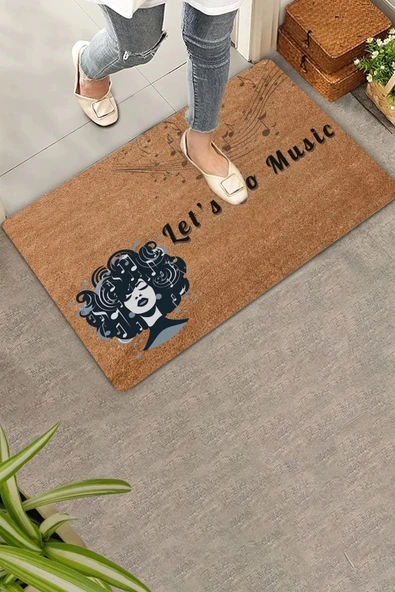 Valerine Life Let's Go Music ve Notalar Kapı Önü Paspası 45x70cm ürün görseli 1