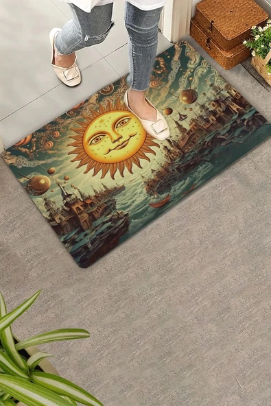 Valerine Life Sürrealizm Güneş Temalı Kapı Önü Paspası 45x70cm ürün görseli 1