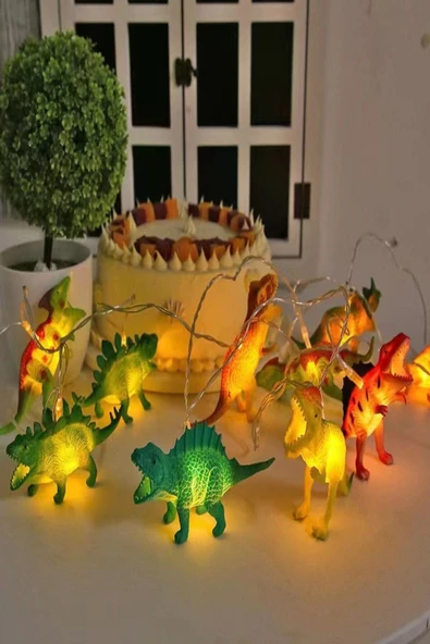 Dinozor String Light – 10 LED’li Pilli Işıklı Çocuk ve Bebek Odası Dekoratif Aydınlatma 200 cm ürün görseli 1