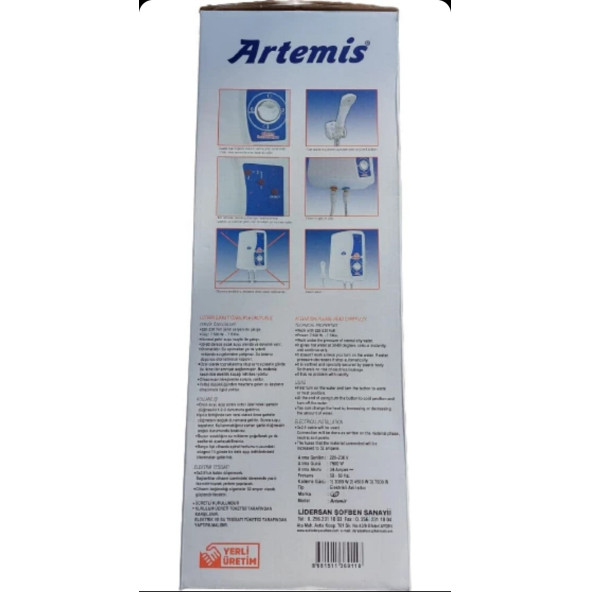 ARTEMİS elektro model  Elektrikli Şofben Ani Su Isıtıcı - Resim 4