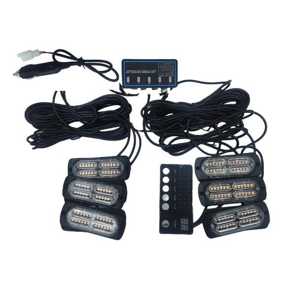 Space 17 fonksiyonlu çakar lamba 12-30v 24 led 6 adet sarı*sarı set / LAPA549-1 ürün görseli 1