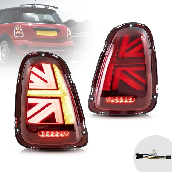 AUTOGP Mini cooper r58 stop lambası ledli british flag 2008 / 2014 kırmızı ürün görseli 1