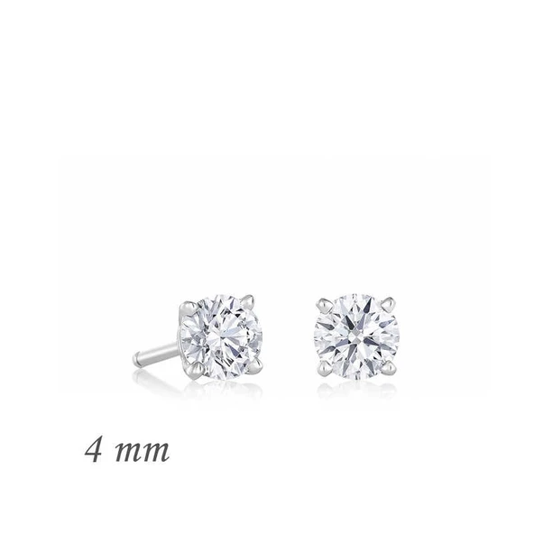 Gümüş Yuvarlak Tek Taş Zirkon Küpe - 4 mm ürün görseli 1
