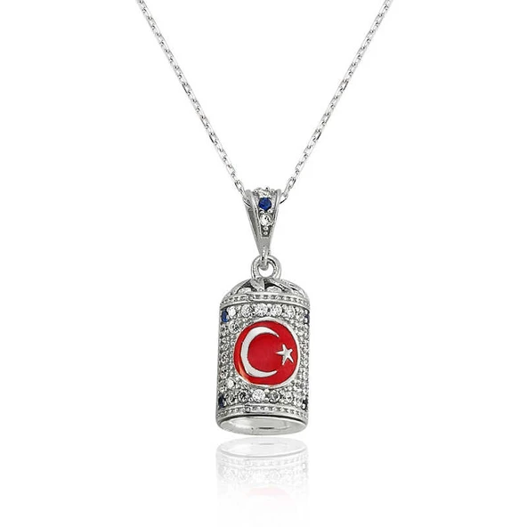 925 Ayar Gümüş Ay Yıldız Cevşen Bayan Kolye ürün görseli 1