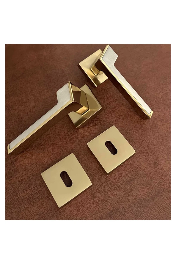 Albatros Gold Kare Rozetli Oda Kapı Kolu Koldoor 1 Takım ürün görseli 1
