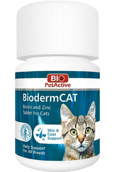 Biopetactive Biodermcat Kediler İçin Biotin Ve Çinko Tableti 100 Tablet ürün görseli 1