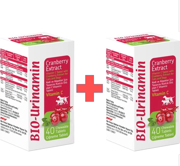 Biopetactive Urinamin Kedi ve Köpek Vitamin C 40 Tablet 12 gr x 2Adet ürün görseli 1
