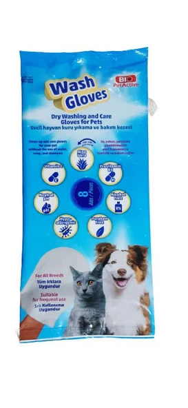Biopetactive Wash Gloves (Evcil Hayvan Kuru Yıkama Kesesi) 8 li ürün görseli 1