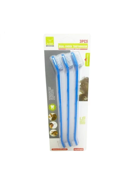Nunbell Kedi Köpek Diş Fırçası 22 cm 3 lü ürün görseli 1