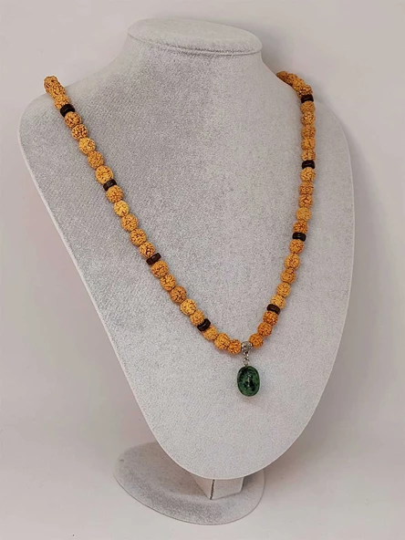 Anyolit Taşlı Rudraksha Tohum Kolye Dolama Bileklik 8mm (49702) ürün görseli 1