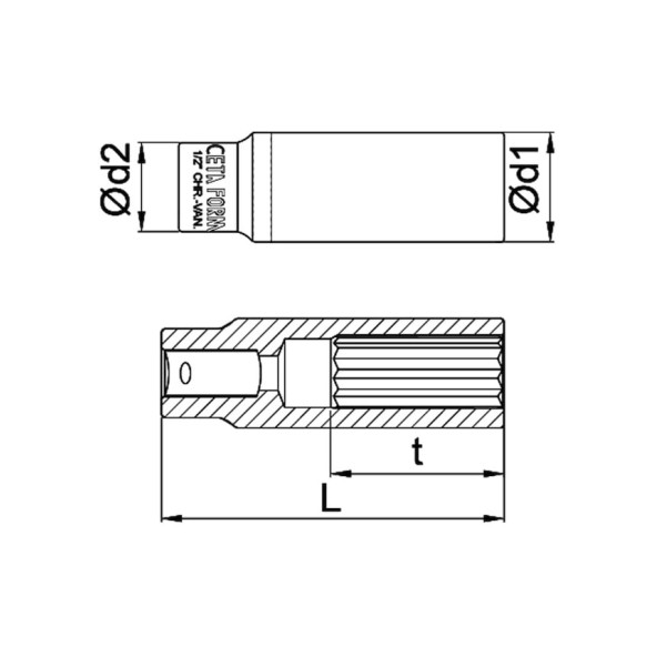 Ceta Form 1-2'' 12 Köşe Yıldız Derin Lokma Anahtar 22 Mm ürün görseli 1