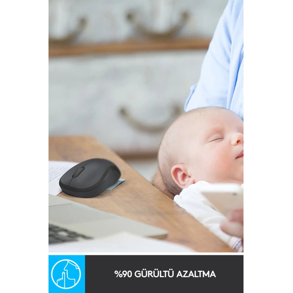 logitech M220 Sessiz Kompakt Kablosuz Mouse - Mavi - Resim 4