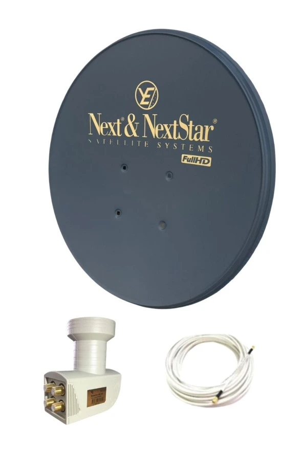70cm Ofset Çanak Anten Siyah Full Set + Dörtlü Lnb + 25 Metre Kablo ürün görseli 1