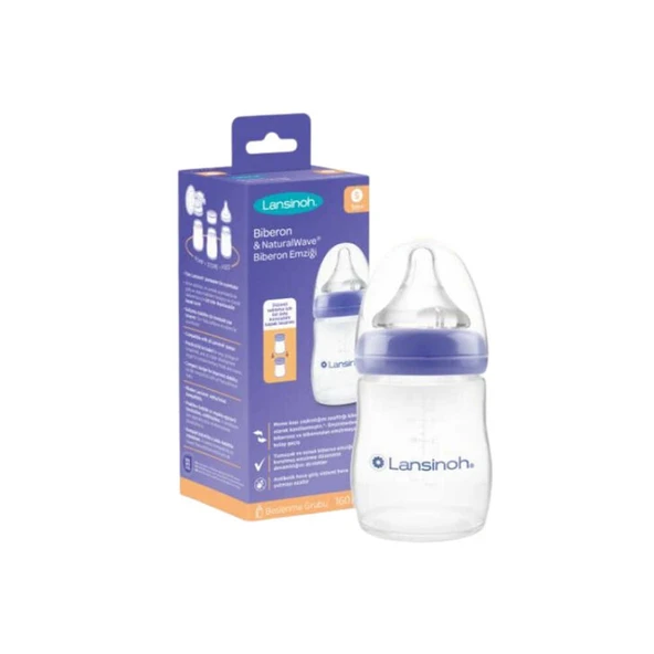 Lansinoh Biberon 160ml ve NaturalWave Biberon Emziği S +1Ay ürün görseli 1