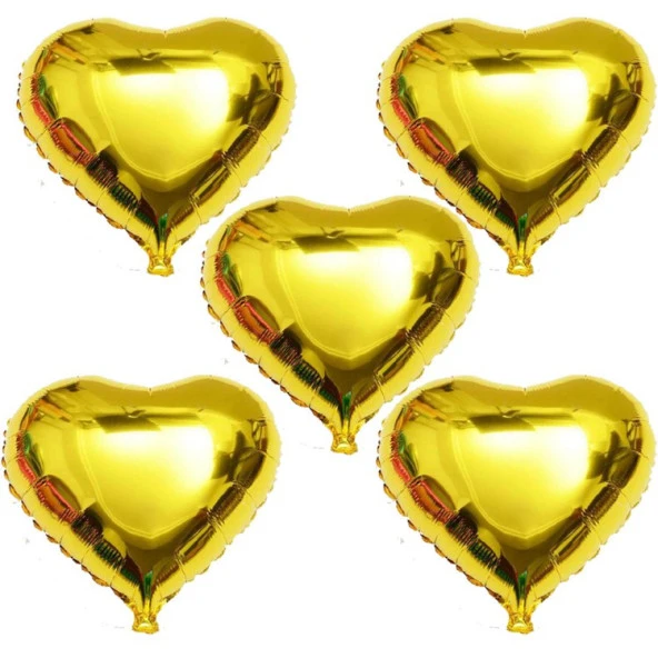 10 İnç Mini Kalp Folyo Balon Gold 5 Adet ürün görseli 1