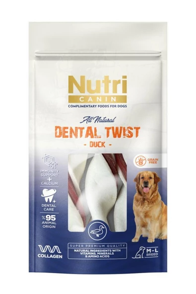 Nutri Canın Dental Twist Ördekli Diş Sağlığı Köpek Ödülü 120 Gr ürün görseli 1