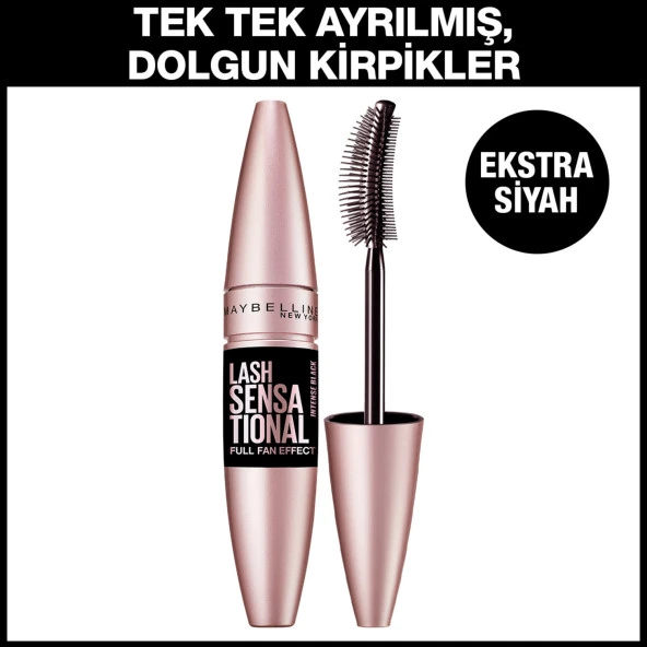 Maybelline New York Lash Sensational Yelpaze Etkili Intense Black Maskara - Ekstra Siyah ürün görseli 1