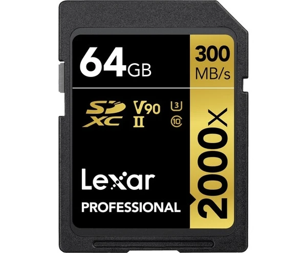 Lexar 64Gb 300Mb/s 2000x V90 U3 UHS-II SDHC 4K Hafıza Kartı ürün görseli 1