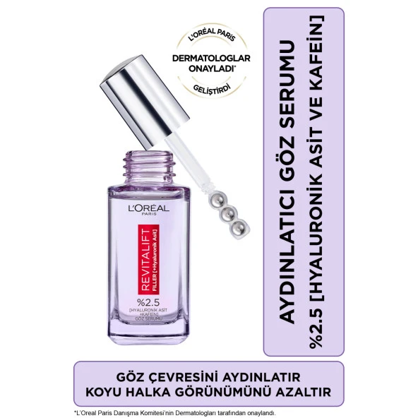 L'oreal Paris Revitalift Filler Göz Çevresini Aydınlatıcı, Koyu Halka Görünümünü Azaltan Göz Serumu 20Ml ürün görseli 1